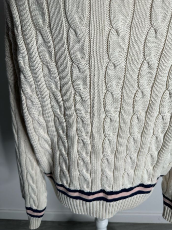 Pull en mailles torsades blanc crème Ralph Lauren T40 L - photo numéro 8
