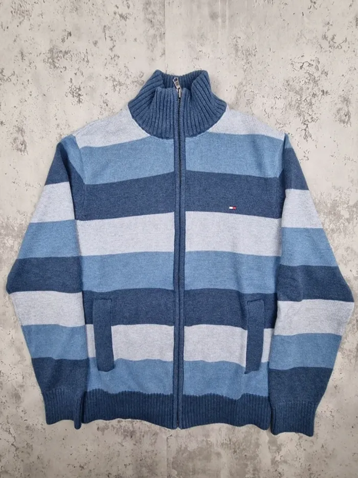 Gilet zippé rayé Tommy Hilfiger bleu, S Hommes (mesures en photos) - photo numéro 3