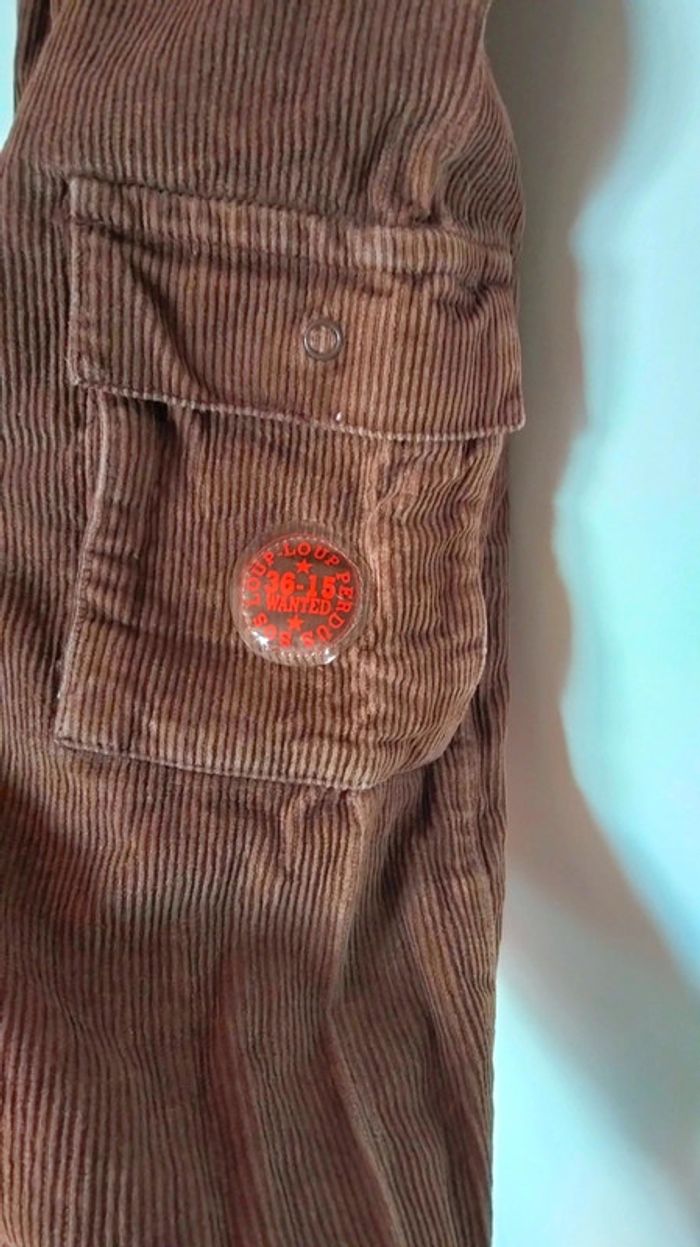 Pantalon cargo style velours avec motif - photo numéro 5