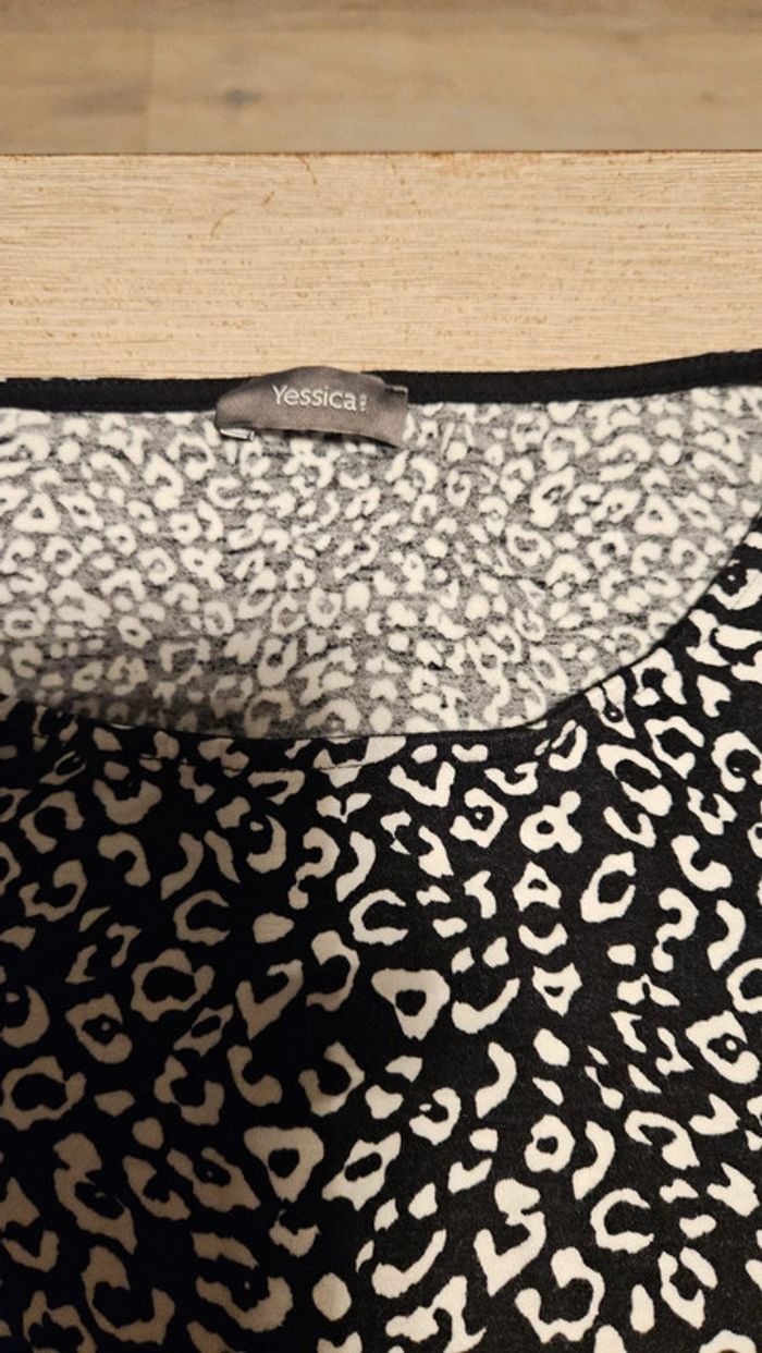 Blouse large noire avec dessin blanc, Yessica, taille - photo numéro 5