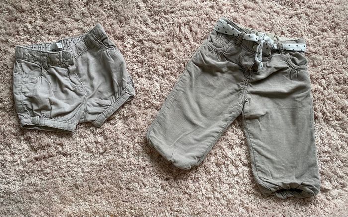 Lot d’un short et d’un pantalon en velours Obaïbi 6 mois