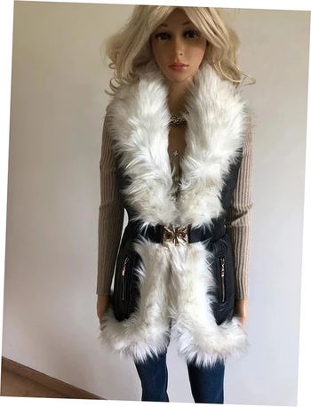 Veste noire neuve sans manches avec fausse fourrure blanche J.Stars taille M