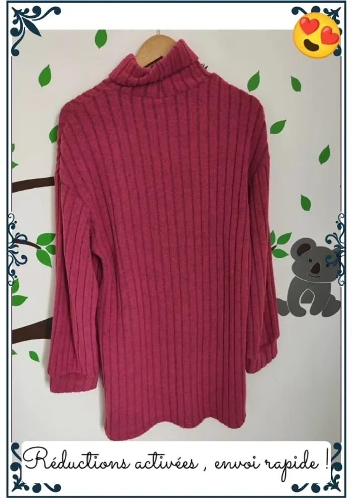 Robe pull rose femme L - photo numéro 3