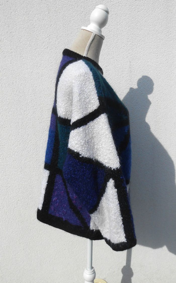 Pull vintage fait main dans un style mondrian - photo numéro 2