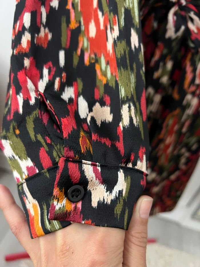 Robe satinée droite imprimée rose et noire Ikoone & Bianka - photo numéro 3