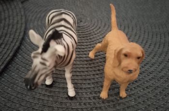 Lot de figurines "Zèbre et chien" incassables Botanic neuf