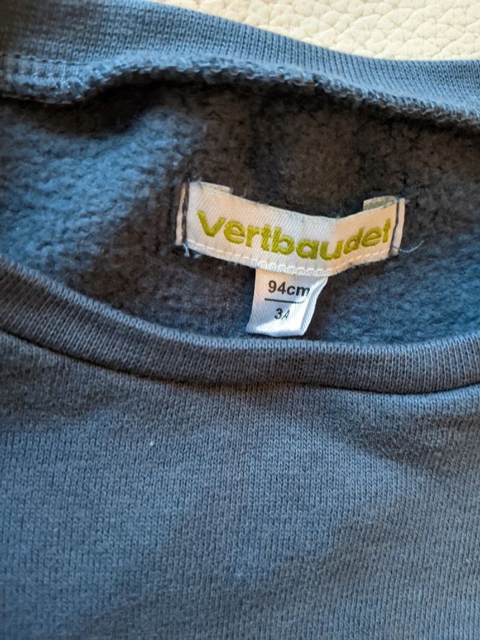 Robe sweat molleton bleu Vertbaudet 3 ans 94 cm neuf - photo numéro 3