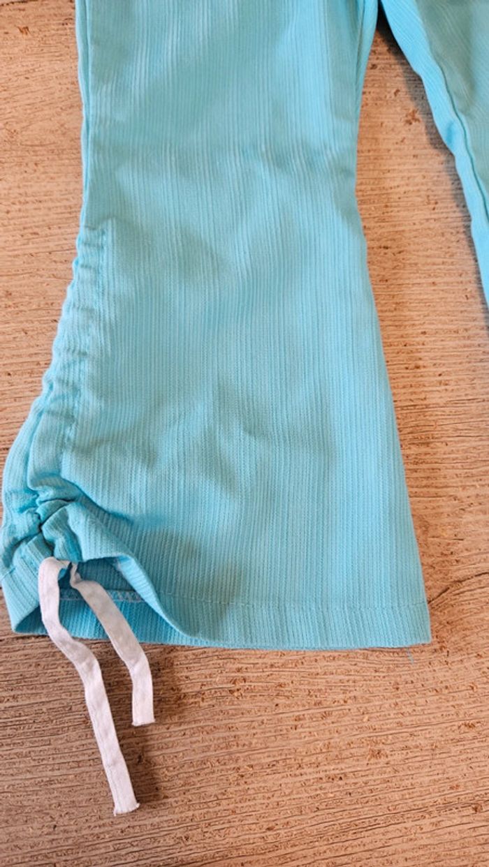 Pantalon vintage patte d éléphant, turquoise, élastique, Pantalon Mickaela, 4 ans, nickel - photo numéro 3