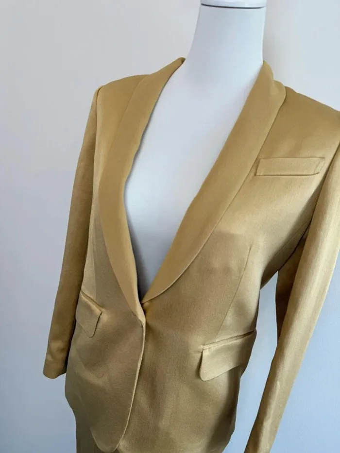 Tailleur ensemble blazer et pantalon Maison Sarah Lavoine doré taille XS parfait état - photo numéro 4