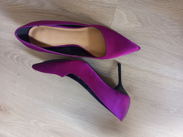 Escarpins violet satiné confortable avec semelles gel avant-pied - photo numéro 6
