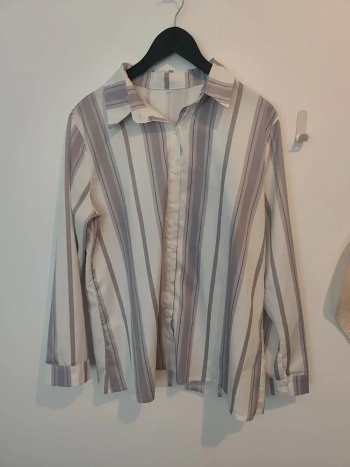 Chemise à rayures 42 gris et blanc