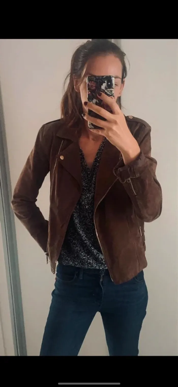 🧥 Perfecto Mango en cuir véritable – Chocolat intense - LA tendance de cet automne - photo numéro 2