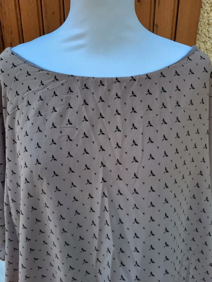 Blouse voile chauve-souris libellule taupe noir taille 44 - photo numéro 5