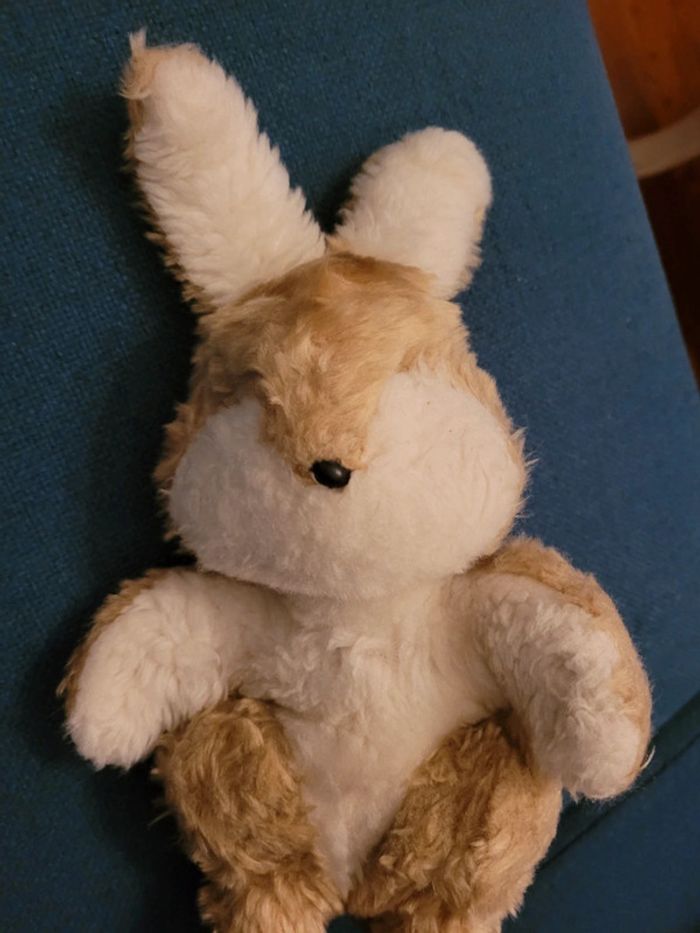 RARE Peluche 27cm Lapin Boulgom debout Made in France blanc beige doudou collection - photo numéro 2
