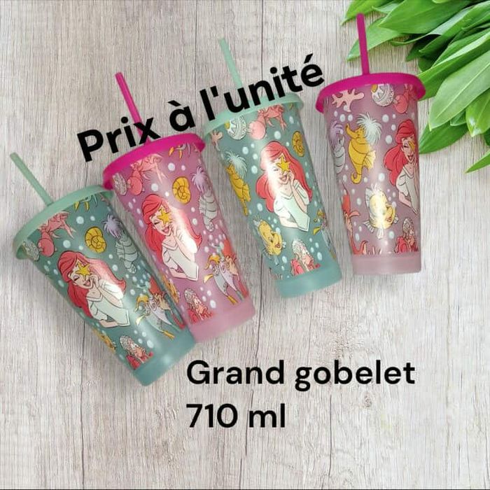Grand gobelet à paille Ariel de la petite sirène disney