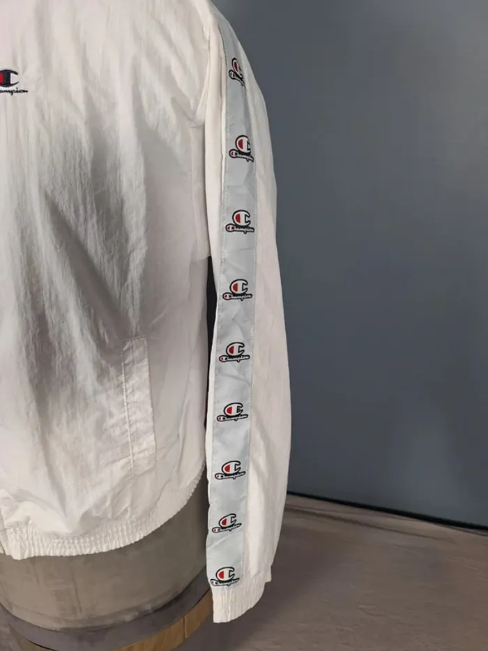 veste coupe vent champion blanche / homme taille M / brodé (470) - photo numéro 4