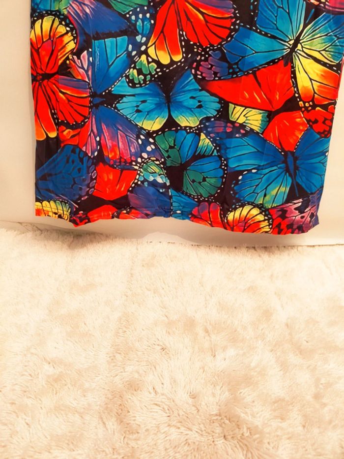 🌸 Superbe robe d'été multicolore à motif papillon ,Taille L ,Neuve 🌸 - photo numéro 4