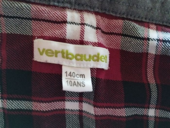 Chemise à carreaux rouge en excellent état Vert baudet - photo numéro 3