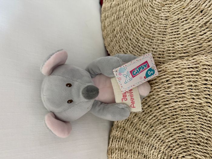 Peluche doudou souris GIPSY mauve gris rose - photo numéro 1
