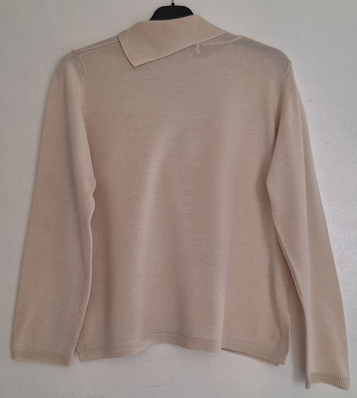 Pull couleur crème en laine de Mérinos - photo numéro 2