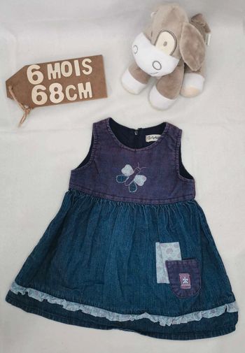 Robe 👣 jean et  velours, alphabet, 6mois/67cm