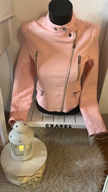 Veste/perfecto simili cuir rose poudré La Modeuse T.1 TBE 🌸