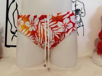 Slip de bain homme tropical 🌺 Orange / blanc
