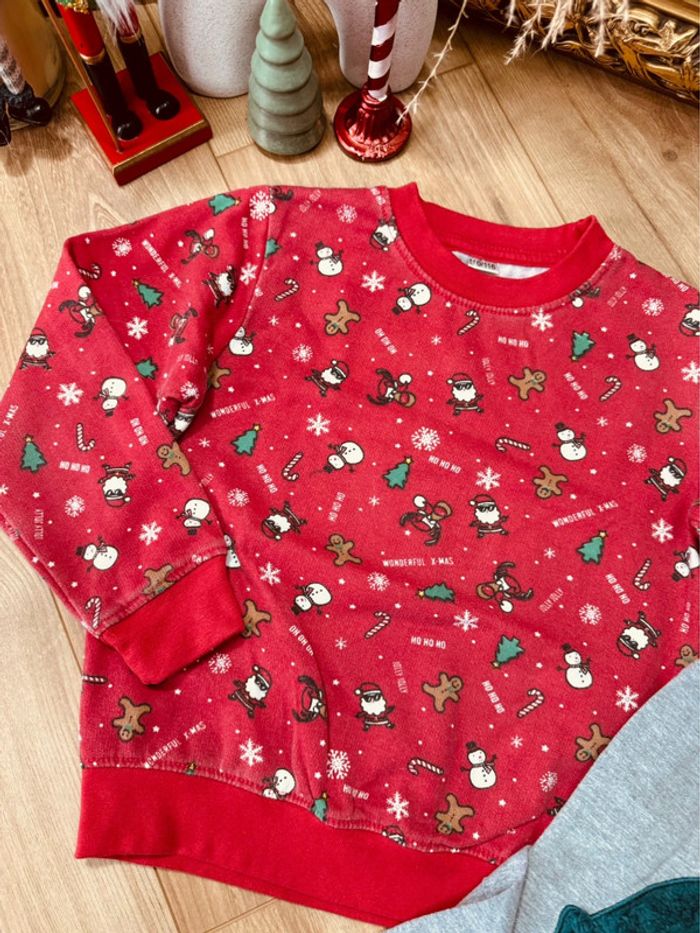 Taille 6 ans sweat-shirt et teeshirt Noël garçon Npo rouge gris * Père Noël ski * 🎄 - photo numéro 2