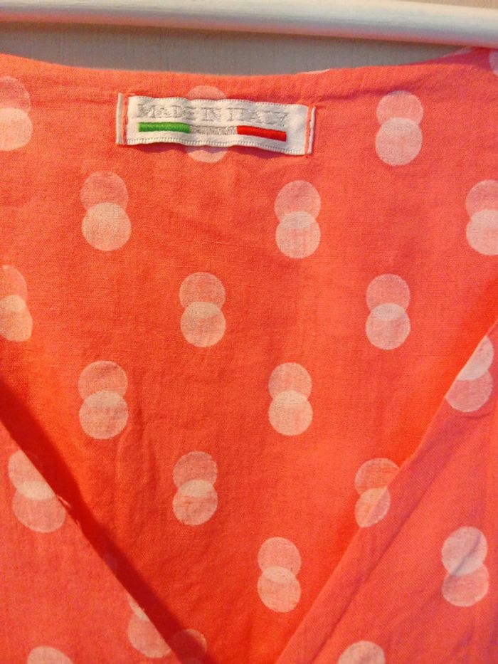 Robe style vintage corail à double pois blanc taille 42 44 - photo numéro 6