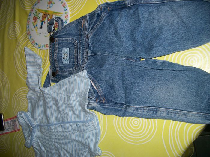 salopette en jean et gilet rayé garçon 12 mois, 1 an