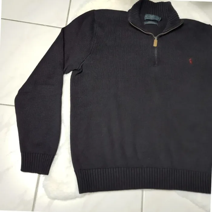 Pull Camionneur half demi zip Ralph Lauren XL Noir - photo numéro 7