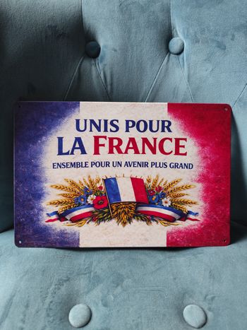 Plaque métal unis pour la france neuve 20x30cm