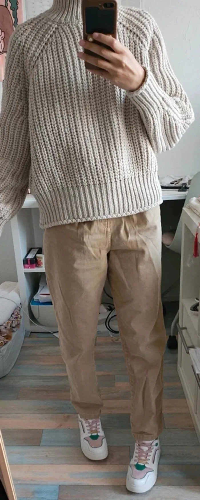 Jean Pantalon à pince camel taille s neuf - photo numéro 9