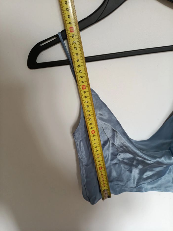 Crop top bleu satiné vintage Zara – Taille M - photo numéro 5