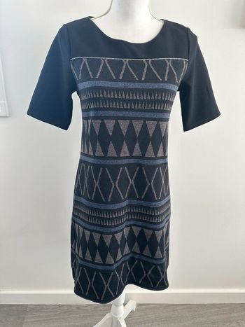 Robe ethnique aztèque bleu marine et grise T38 M