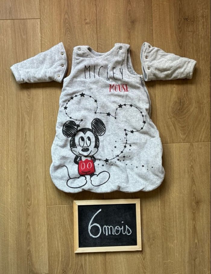 Gigoteuse chaude Disney Mickey 0-6 mois gris velours doux 💫