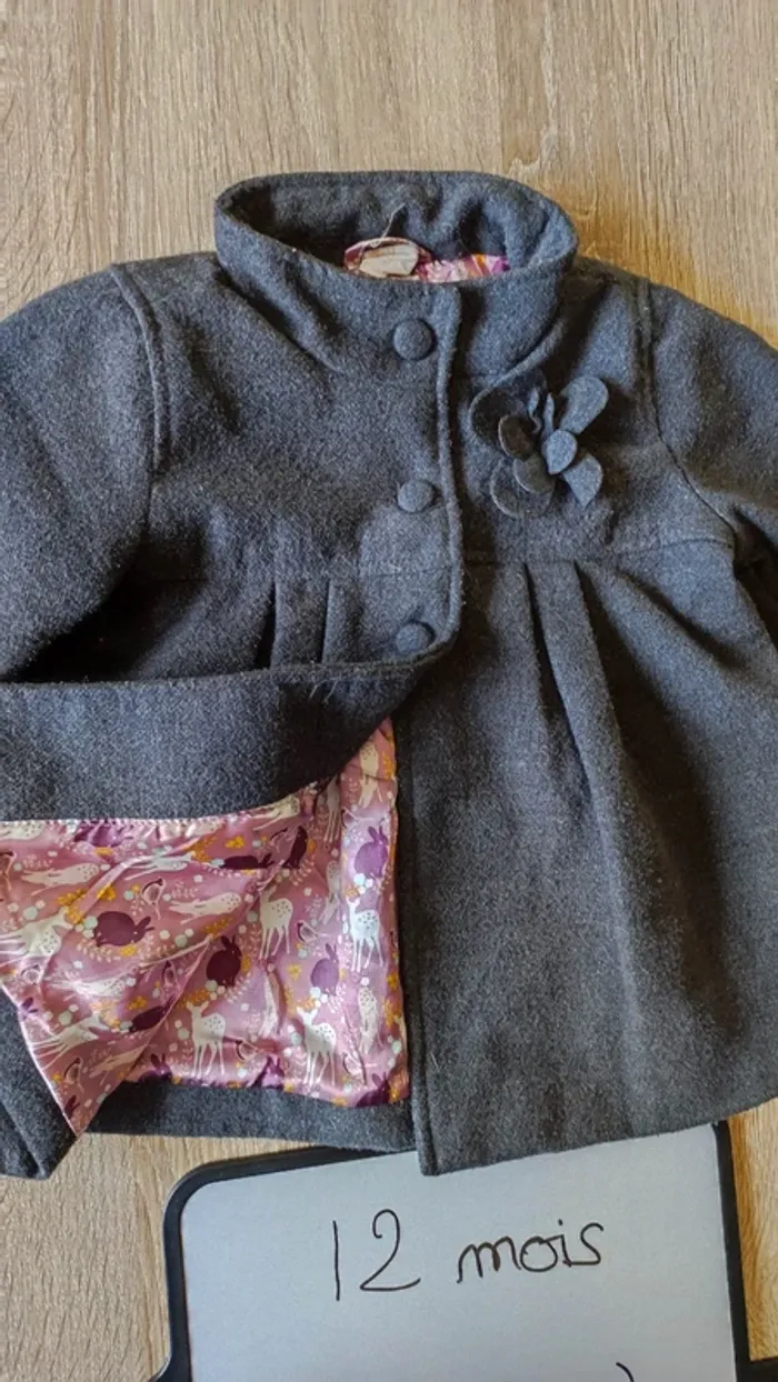 manteau gris taille 12 mois - photo numéro 4