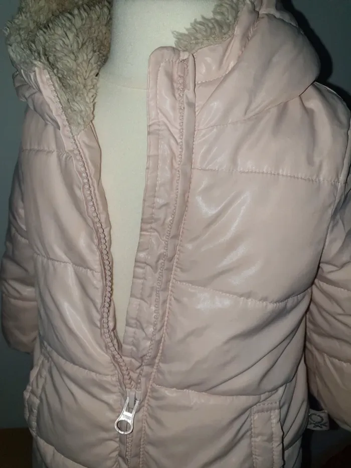 Manteau bébé fille rose poudré Benetton 12 mois - photo numéro 4