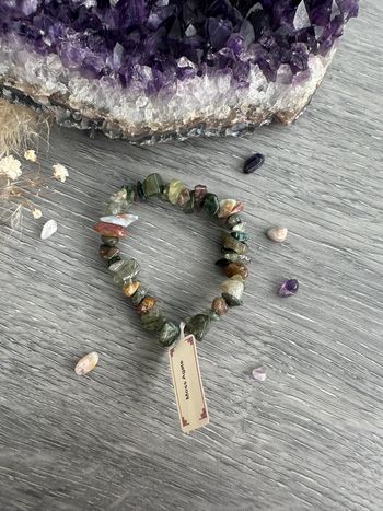 Bracelet en agate mousse d’Uruguay - Pierre véritable