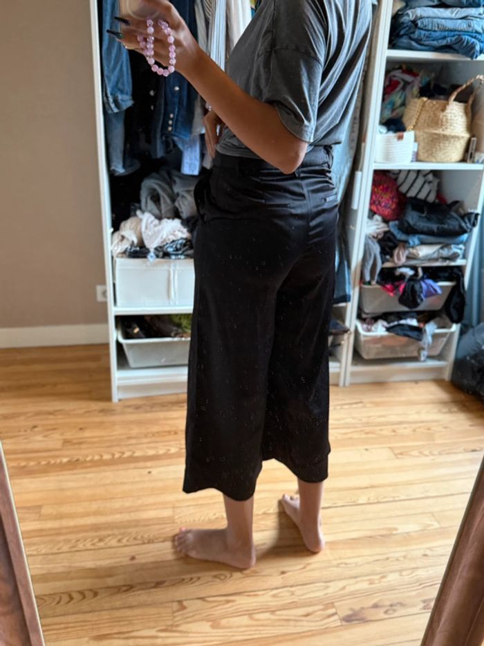 Pantalon court large satin noir la redoute - photo numéro 2
