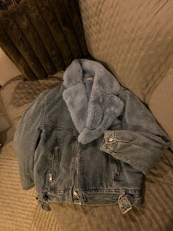 Veste jeans chaude manteau hiver moumoute