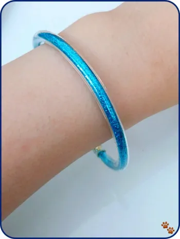 Bracelet jonc souple pailleté bleu – Look lumineux