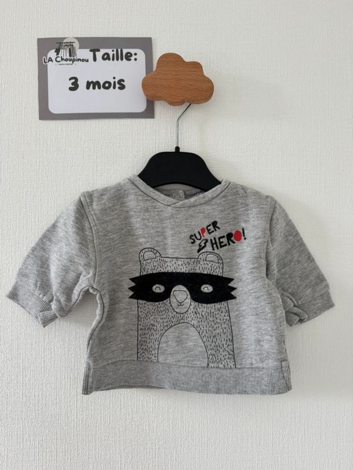 Pull gris - taille 3 mois 🌼