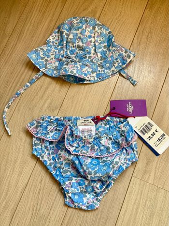 Maillot et chapeau Liberty Cyrillus 18/24 mois