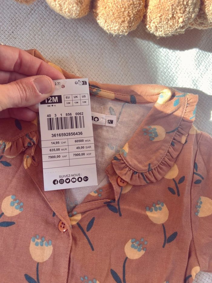 Chemisier souple avec motif fleurs et col gemo neuf - photo numéro 3