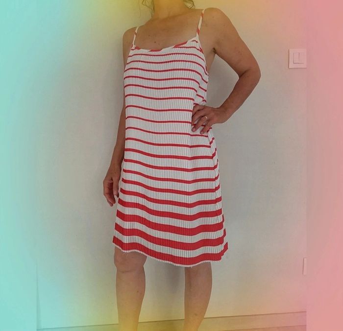 Robe rayée rouge et blanche Mango T 36 - photo numéro 3