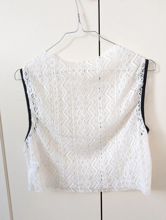 Crop top dentelle sans manches blanc taille M 38 - photo numéro 2