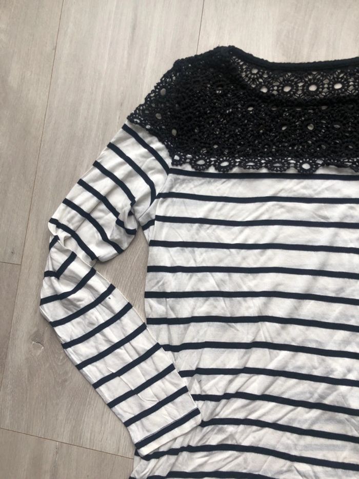 Marinière dentelle la redoute taille 38 rayée noire/crème - photo numéro 2