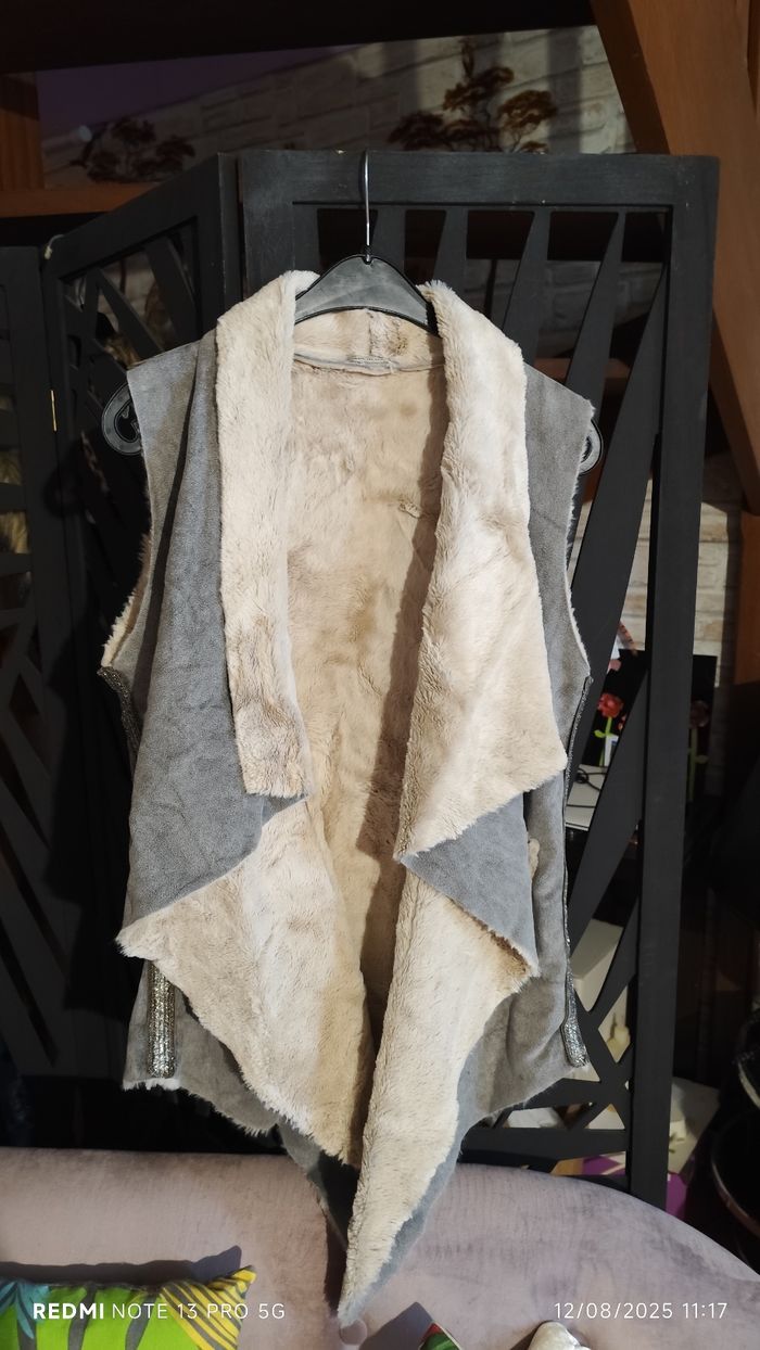 Gilet gris suédée gris femme - photo numéro 3