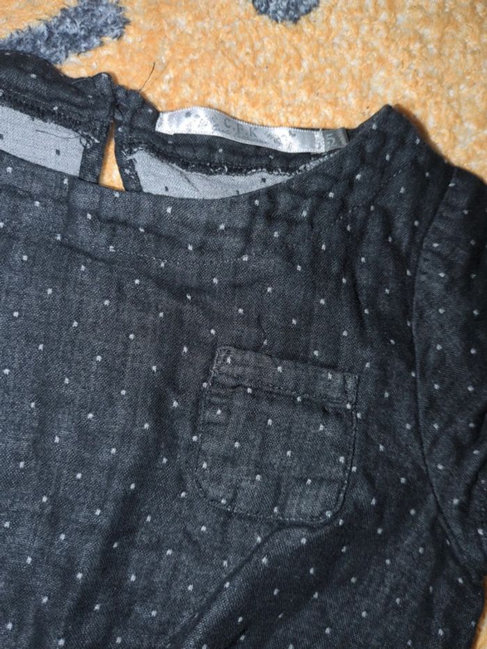 Robe grise pois coton 5 ans fille classique rétro elegante - photo numéro 2